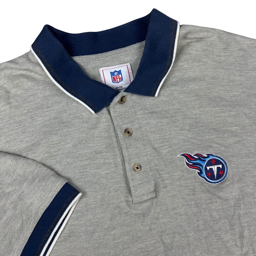 Vintage NFL Tennessee Titans Polo‎ Shirt Mens 2XL Gray Short Sleeve Pique Knit